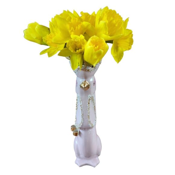 Vintage 1950's Hand Painted Rooster Decorative Vase Light Lavender Sparkle MCM - Picture 7 of 7